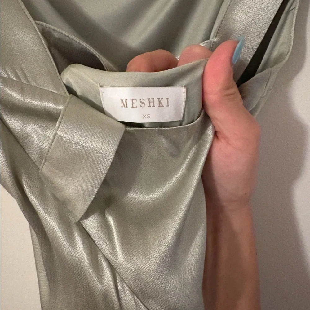 Meshki Ensley Satin Maxi Dress - Sage Green - Picture 7 of 7